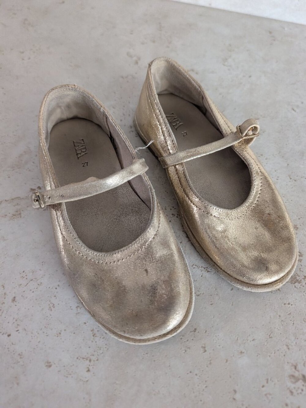Zara Metallic Mary Jane's - Girl's Size 27